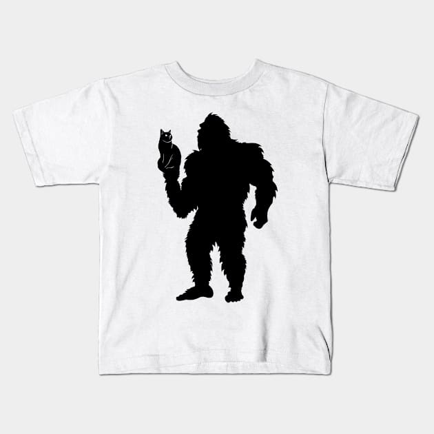 Bigfoot Cat Silhouette Kids T-Shirt by Tesszero